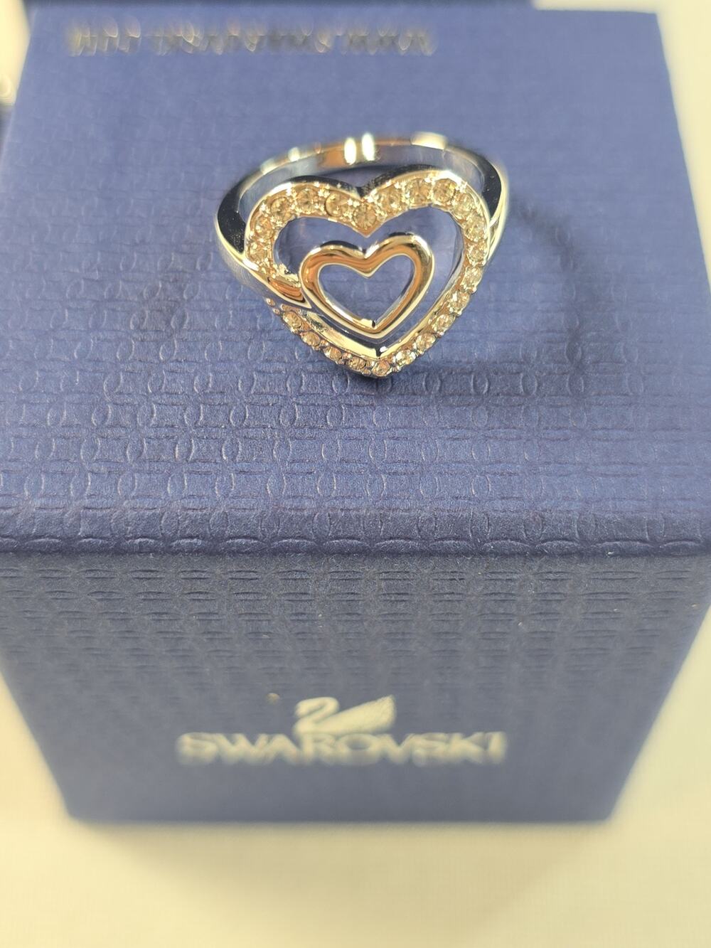 NIB Swarovski Crystal Heart Ring. Size 6 Retails $99